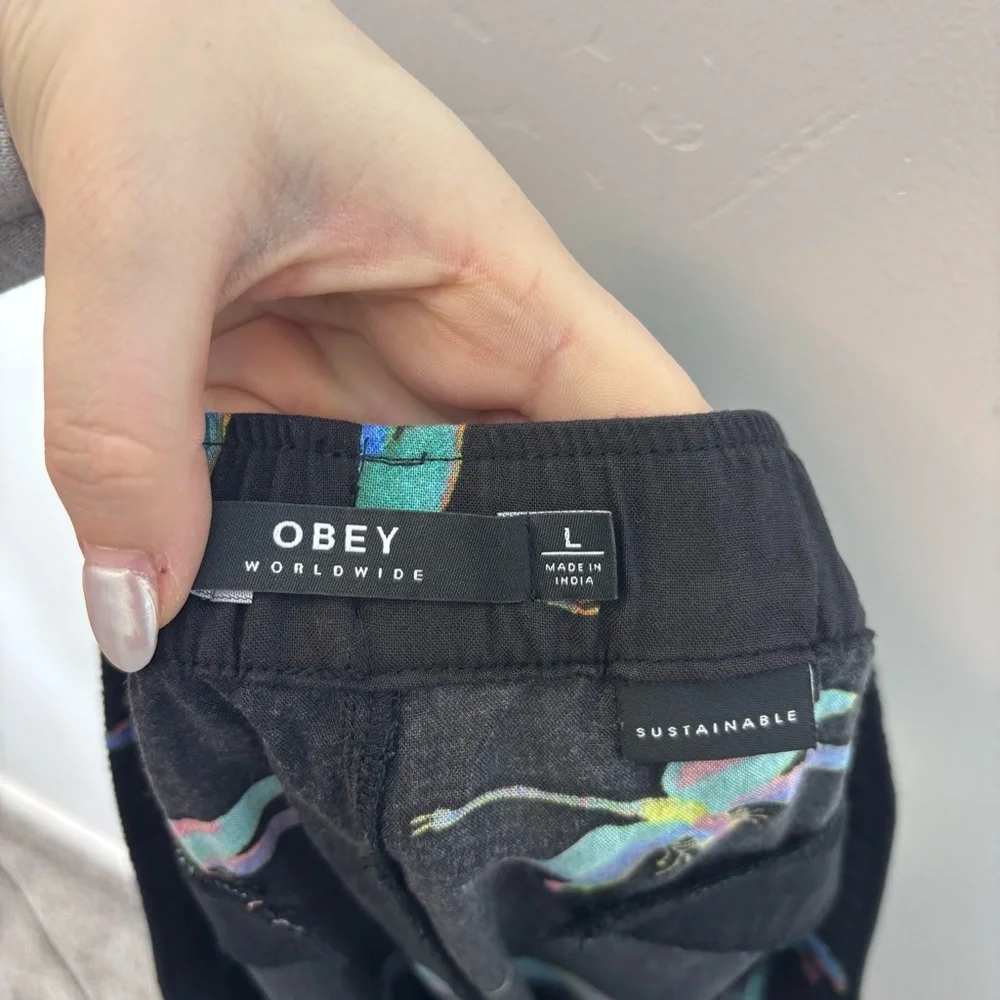 Obey Wavelength Pant Dragonfly NWT Large Elastic Waist Pockets Sustainable Tie - Picture 11 of 16